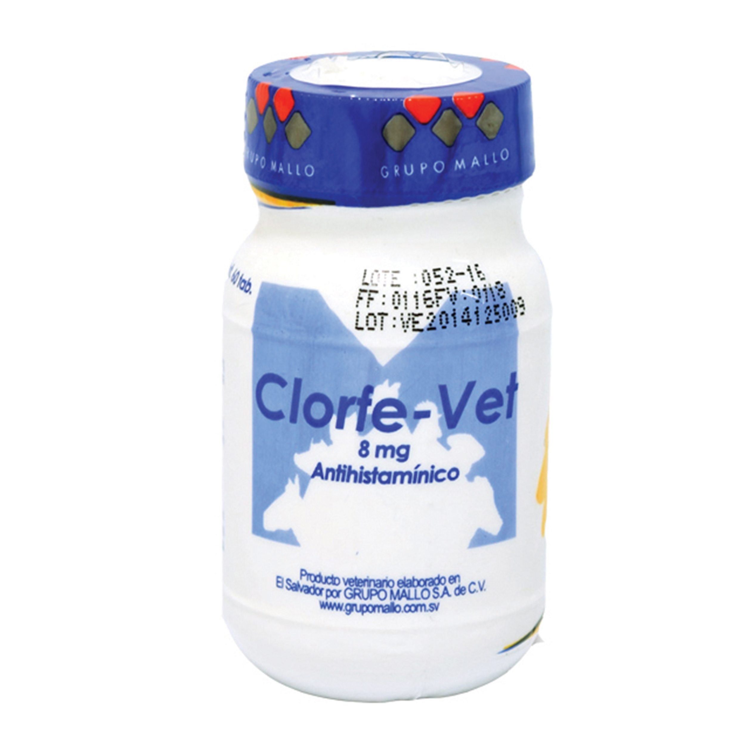 CLORFE VET 8MG Clorfeniramina Maleato Antihistamínico para perros y gatos